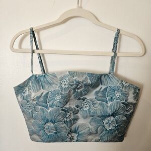 Lulu's Blue Floral Crop Top